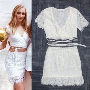 American Threads Wrap Top Two Piece Skirt Set